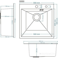 Кухонная мойка Schtoff Best Decor Silver 5550 + коландер металл K-1 BLACK + дозатор SD-1 GREY