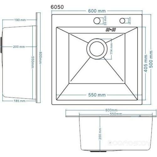 Кухонная мойка Schtoff Best Decor Black 6050 + коландер KR-1 BLACK + дозатор SD-1 BLACK