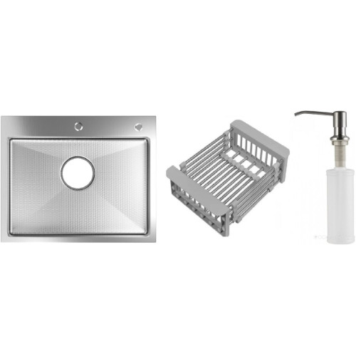 Кухонная мойка Schtoff Best Decor Silver 6050 + коландер KR-1 GREY + дозатор SD-1 SILVER
