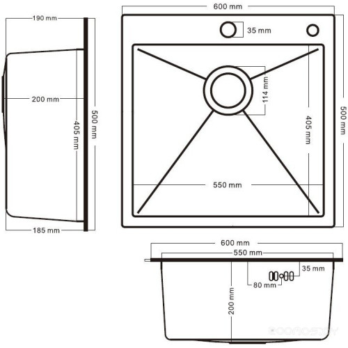 Кухонная мойка Schtoff Best Decor Silver 6050 + коландер KR-1 GREY + дозатор SD-1 SILVER