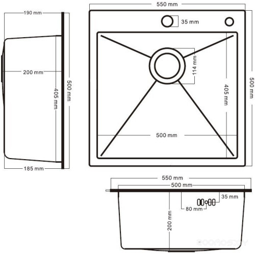Кухонная мойка Schtoff Best Premium Silver 5550 + коландер KR-1 GREY + дозатор SD-1 SILVER