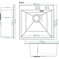 Кухонная мойка Schtoff Best Silver 6050 + коландер металл K-1 BLACK + дозатор SD-1 SILVER