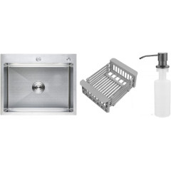 Кухонная мойка Schtoff Best Premium Silver 6050 + коландер KR-1 GREY + дозатор SD-1 GREY