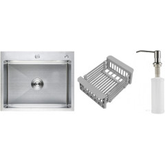 Кухонная мойка Schtoff Best Premium Silver 6050 + коландер KR-1 GREY + дозатор SD-1 SILVER