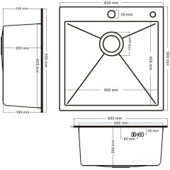 Кухонная мойка Schtoff Best Premium Silver 6050 + коландер KR-1 GREY + дозатор SD-1 SILVER