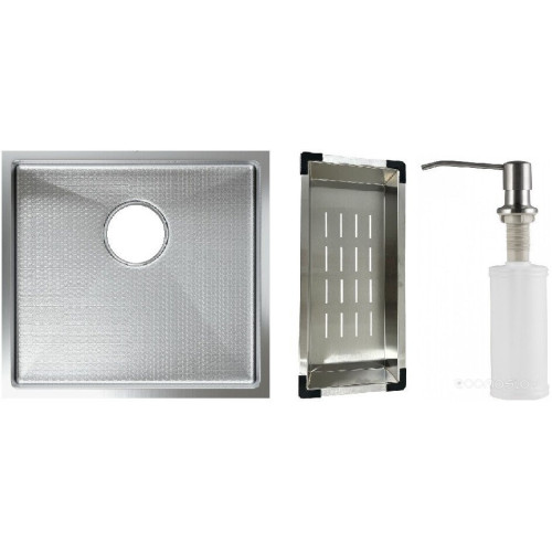 Кухонная мойка Schtoff Undermount Best Decor Silver 4545 + коландер K-1 BLACK + дозатор SD-1 SILVER