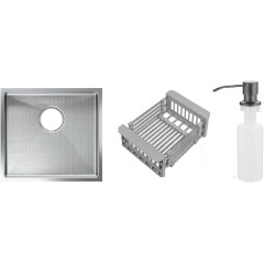 Кухонная мойка Schtoff Undermount Best Decor Silver 4545 + коландер KR-1 GREY + дозатор SD-1 GREY