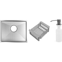 Кухонная мойка Schtoff Undermount Best Decor Silver 5545 + коландер KR-1 GREY + дозатор SD-1 GREY