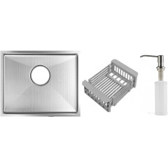 Кухонная мойка Schtoff Undermount Best Decor Silver 5545 + коландер KR-1 GREY + дозатор SD-1 SILVER