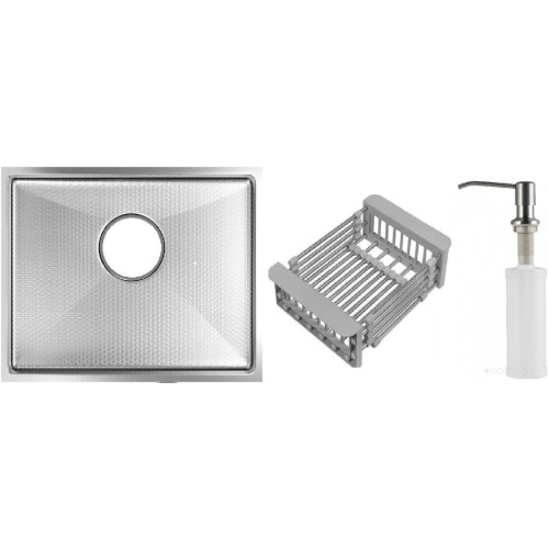 Кухонная мойка Schtoff Undermount Best Decor Silver 5545 + коландер KR-1 GREY + дозатор SD-1 SILVER
