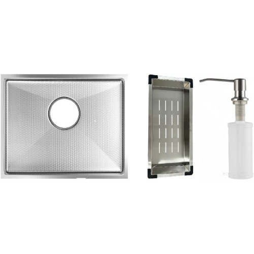 Кухонная мойка Schtoff Undermount Best Decor Silver 5545 + коландер K-1 BLACK + дозатор SD-1 SILVER