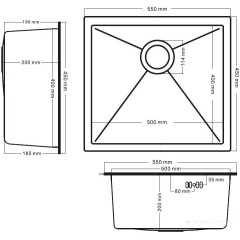 Кухонная мойка Schtoff Undermount Best Decor Silver 5545 + коландер K-1 BLACK + дозатор SD-1 SILVER