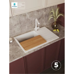 Кухонная мойка Polygran Deka 780 (белый хлопок)