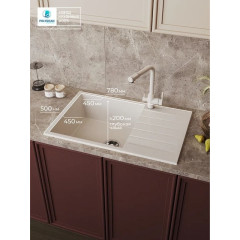 Кухонная мойка Polygran Deka 780 (белый хлопок)