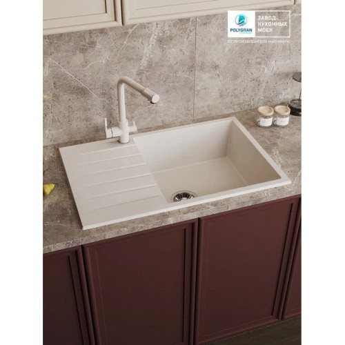 Кухонная мойка Polygran Deka 780 (белый хлопок)