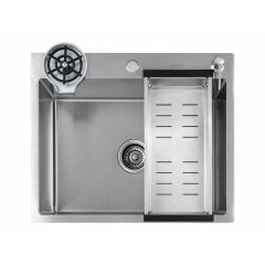 Кухонная мойка FUTUR FK 5550 Eco Embossing Pop-up Rinzer plus (Satin)