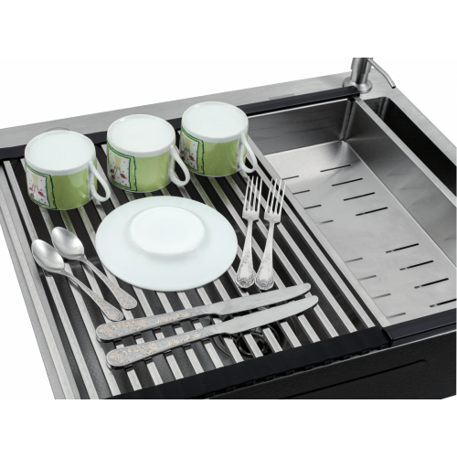 Кухонная мойка FUTUR FK 5550 Eco Embossing Pop-up Roll plus (Satin)