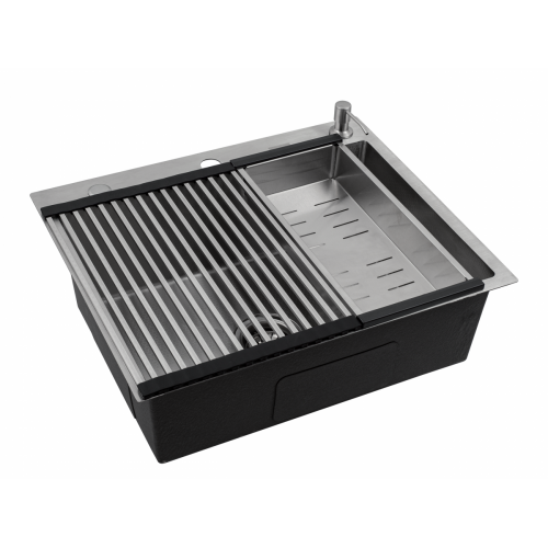 Кухонная мойка FUTUR FK 6050 Eco Embossing Pop-up Roll plus (Satin)