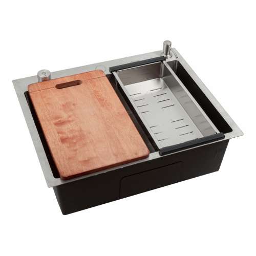 Кухонная мойка FUTUR FK 5050 Eco Embossing Pop-up Board plus (Satin)