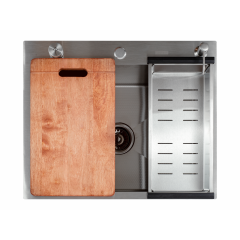 Кухонная мойка FUTUR FK 5050 Eco Embossing Pop-up Board plus (Satin)