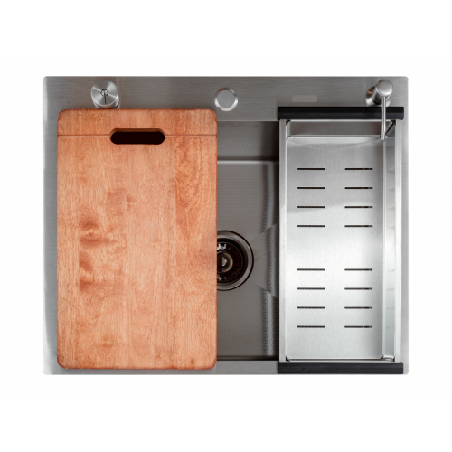 Кухонная мойка FUTUR FK 5050 Eco Embossing Pop-up Board plus (Satin)