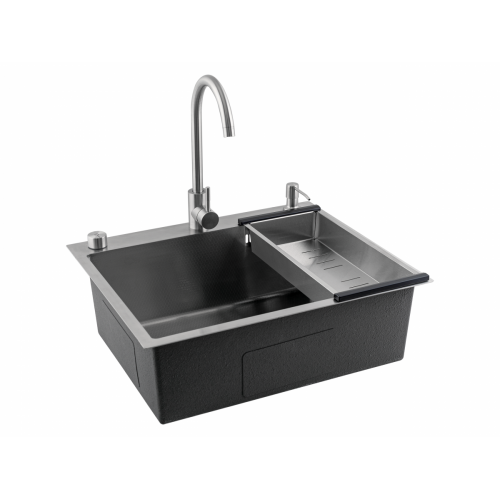 Кухонная мойка FUTUR FK 5550 Eco Embossing Pop-up Mixer plus (Satin)