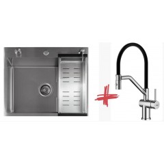 Кухонная мойка FUTUR FK 5050 Eco Embossing Pop-up Mixer plus R86.41.05 (Satin)