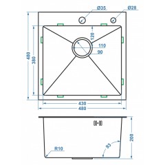 Кухонная мойка FUTUR FK 4848 ECO Embossing (Black Nano)