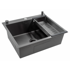 Кухонная мойка FUTUR FK 5050 Eco Embossing Pop-up Standart (Black Nano)