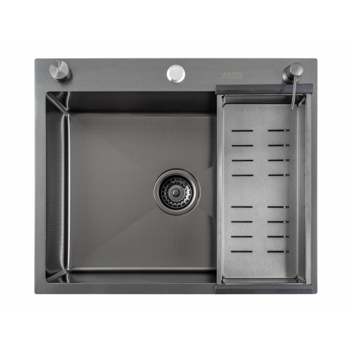 Кухонная мойка FUTUR FK 5550 Eco Embossing Pop-up Standart (Black Nano)