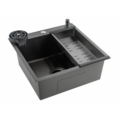 Кухонная мойка FUTUR FK 5050 Eco Embossing Pop-up Rinzer plus (Black Nano)