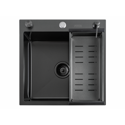 Кухонная мойка FUTUR FK 5050 Eco Embossing Pop-up Roll plus (Black Nano)