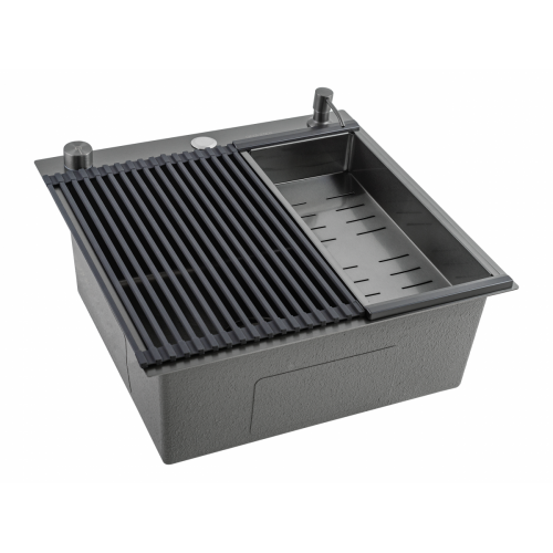 Кухонная мойка FUTUR FK 5050 Eco Embossing Pop-up Roll plus (Black Nano)