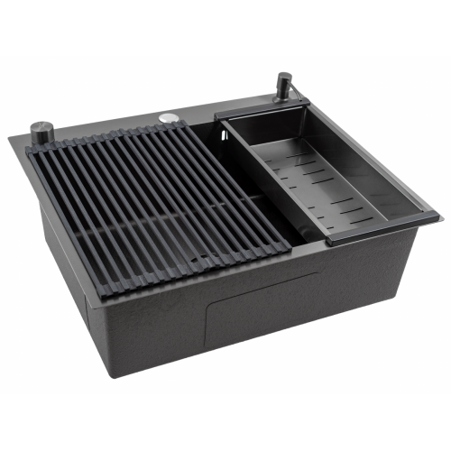 Кухонная мойка FUTUR FK 6050 Eco Embossing Pop-up Roll plus (Black Nano)