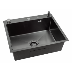 Кухонная мойка FUTUR FK 6050 Eco Embossing Pop-up Board plus (Black Nano)