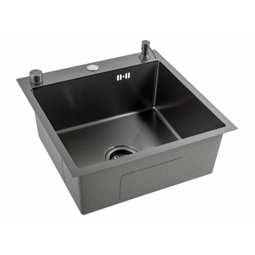 Кухонная мойка FUTUR FK 5050 Eco Embossing Pop-up Mixer plus (Black Nano)