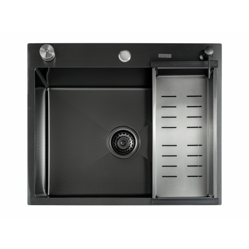 Кухонная мойка FUTUR FK 5050 Eco Embossing Pop-up Mixer plus (Black Nano)