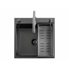 Кухонная мойка FUTUR FK 5050 Eco Embossing Pop-up Mixer plus (Black Nano)