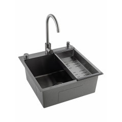 Кухонная мойка FUTUR FK 5050 Eco Embossing Pop-up Mixer plus (Black Nano)