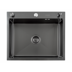 Кухонная мойка FUTUR FK 6050 Eco Embossing Pop-up Mixer plus (Black Nano)