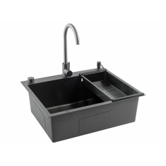 Кухонная мойка FUTUR FK 6050 Eco Embossing Pop-up Mixer plus (Black Nano)