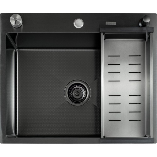 Кухонная мойка FUTUR FK 5050 Eco Embossing Pop-up (Black Nano) Mixer plus RAGLO R86.41.09