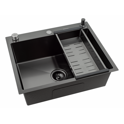 Кухонная мойка FUTUR FK 5050 Eco Embossing Pop-up (Black Nano) Mixer plus RAGLO R86.41.09