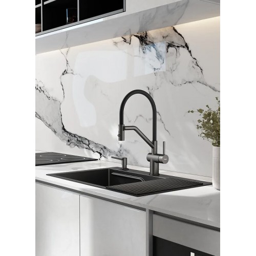 Кухонная мойка FUTUR FK 5550 Eco Embossing Pop-up (Black Nano) Mixer plus RAGLO R86.41.09