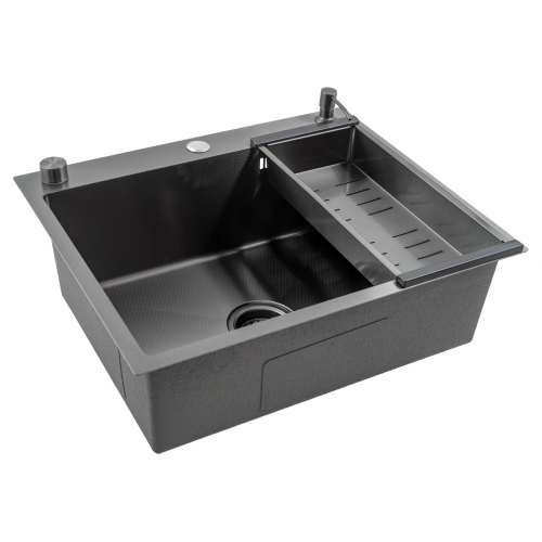 Кухонная мойка FUTUR FK 5550 Eco Embossing Pop-up (Black Nano) Mixer plus RAGLO R86.41.09