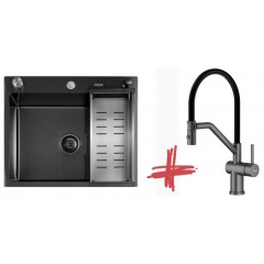 Кухонная мойка FUTUR FK 5550 Eco Embossing Pop-up (Black Nano) Mixer plus RAGLO R86.41.09
