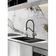 Кухонная мойка FUTUR FK 6050 Eco Embossing Pop-up (Black Nano) Mixer plus RAGLO R86.41.09