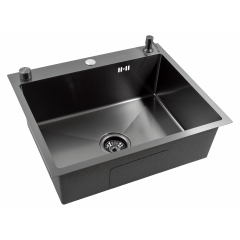 Кухонная мойка FUTUR FK 6050 Eco Embossing Pop-up (Black Nano) Mixer plus RAGLO R86.41.09