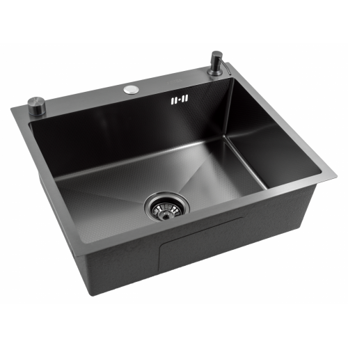 Кухонная мойка FUTUR FK 6050 Eco Embossing Pop-up (Black Nano) Mixer plus RAGLO R86.41.09