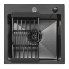 Кухонная мойка ARFEKA ECO AR 45x45 N+CL AR+DS AR (Black Decor, с дозатором и коландером)